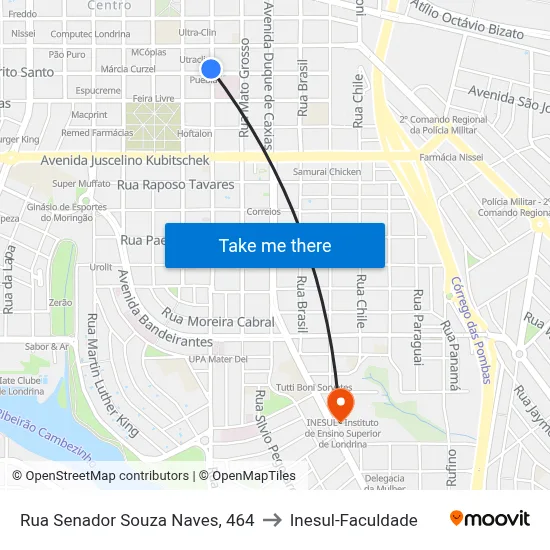 Rua Senador Souza Naves, 464 to Inesul-Faculdade map