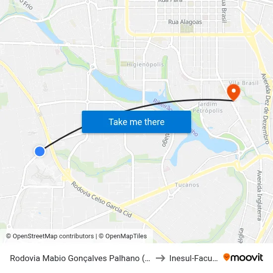 Rodovia Mabio Gonçalves Palhano (Pr-538), 200 to Inesul-Faculdade map