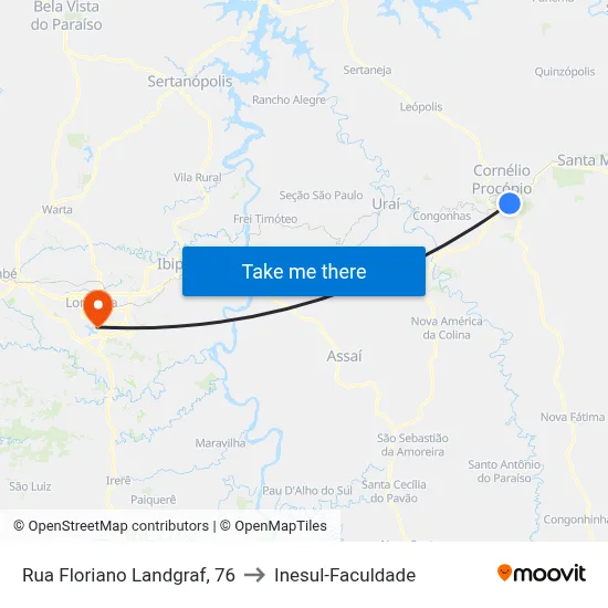 Rua Floriano Landgraf, 76 to Inesul-Faculdade map