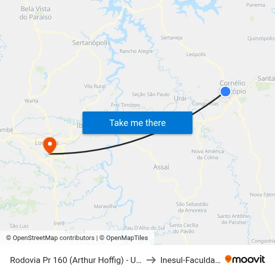 Rodovia Pr 160 (Arthur Hoffig) - Uenp to Inesul-Faculdade map