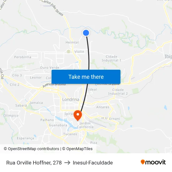 Rua Orville Hoffner, 278 to Inesul-Faculdade map