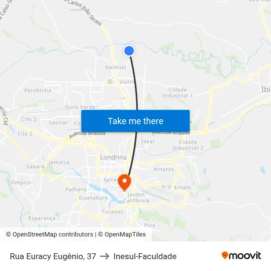 Rua Euracy Eugênio, 37 to Inesul-Faculdade map