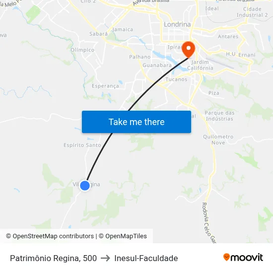Patrimônio Regina, 500 to Inesul-Faculdade map