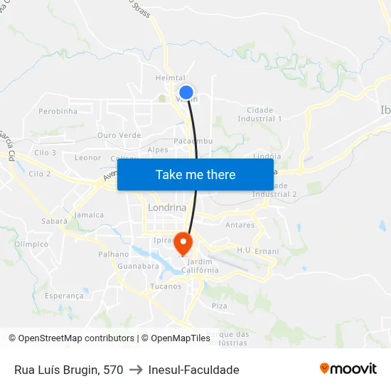 Rua Luís Brugin, 570 to Inesul-Faculdade map