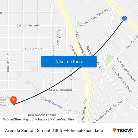 Avenida Santos Dumont, 1305 to Inesul-Faculdade map