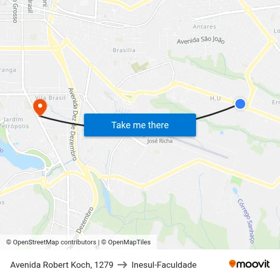 Avenida Robert Koch, 1279 to Inesul-Faculdade map