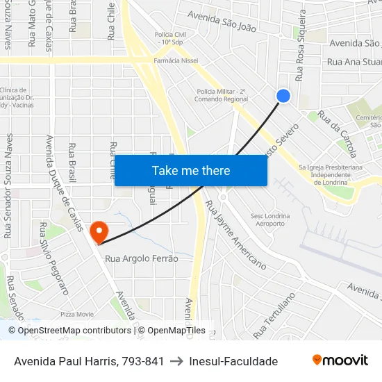 Avenida Paul Harris, 793-841 to Inesul-Faculdade map