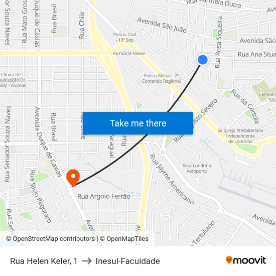 Rua Helen Keler, 1 to Inesul-Faculdade map