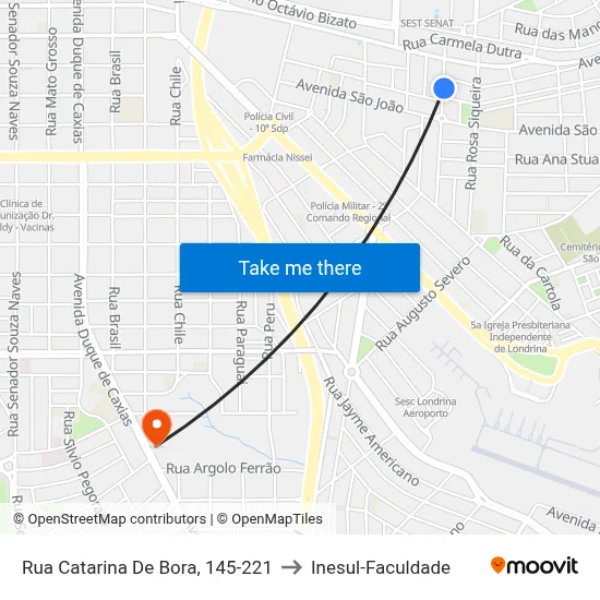 Rua Catarina De Bora, 145-221 to Inesul-Faculdade map