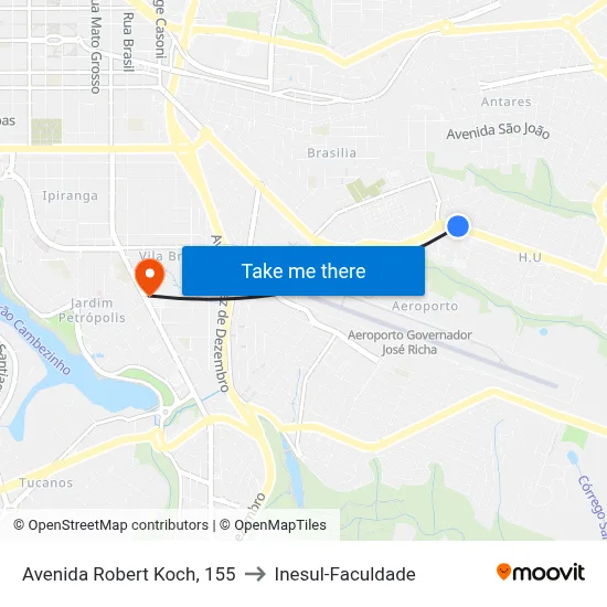 Avenida Robert Koch, 155 to Inesul-Faculdade map