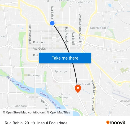 Rua Bahia, 20 to Inesul-Faculdade map