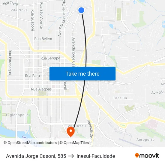 Avenida Jorge Casoni, 585 to Inesul-Faculdade map