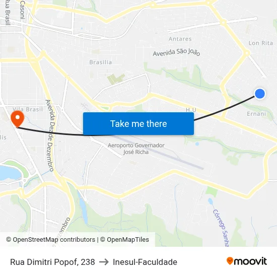 Rua Dimitri Popof, 238 to Inesul-Faculdade map