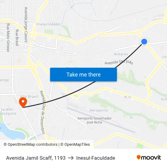Avenida Jamil Scaff, 1193 to Inesul-Faculdade map