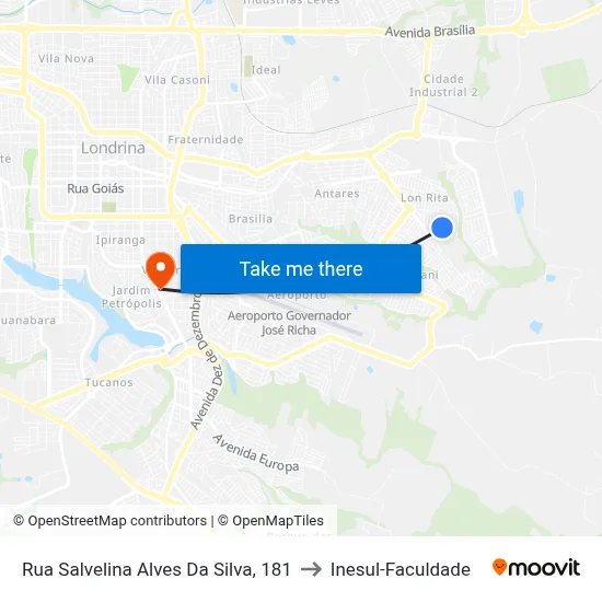 Rua Salvelina Alves Da Silva, 181 to Inesul-Faculdade map