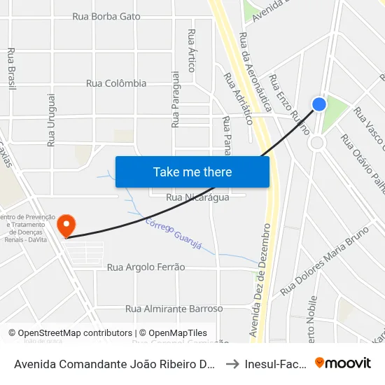 Avenida Comandante João Ribeiro De Barros, 404-538 to Inesul-Faculdade map