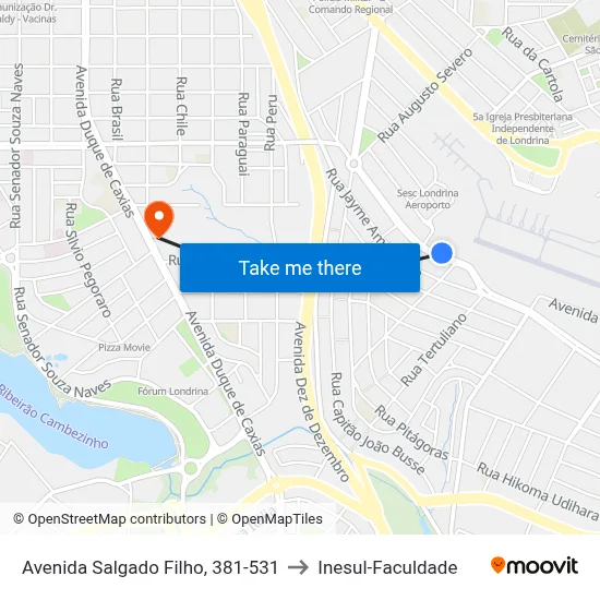 Avenida Salgado Filho, 381-531 to Inesul-Faculdade map
