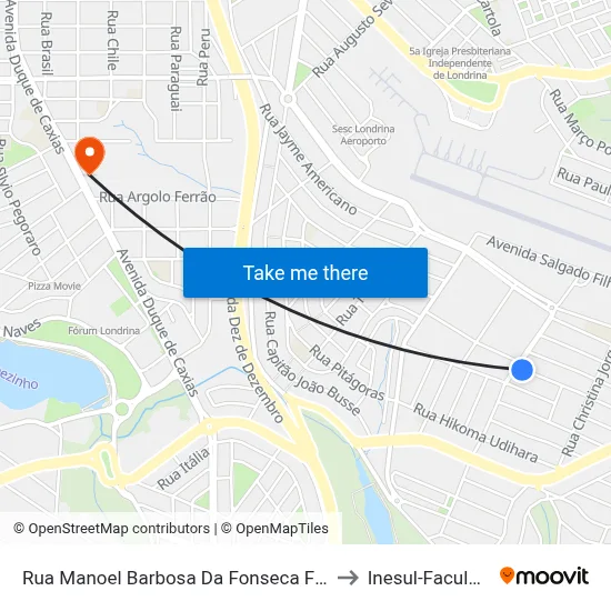 Rua Manoel Barbosa Da Fonseca Filho, 46 to Inesul-Faculdade map