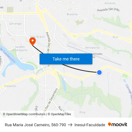 Rua Maria José Carneiro, 560-790 to Inesul-Faculdade map