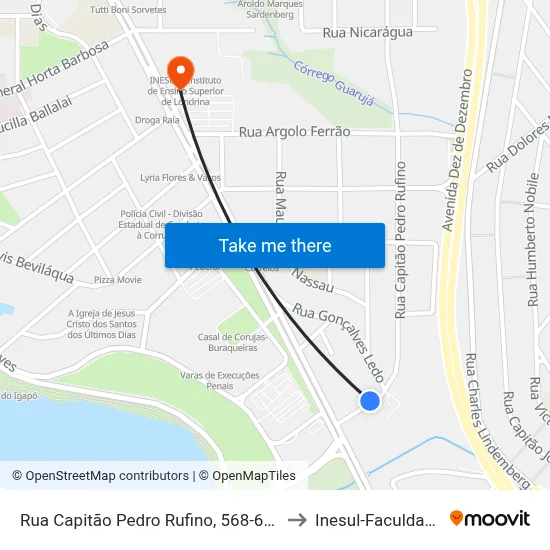 Rua Capitão Pedro Rufino, 568-684 to Inesul-Faculdade map