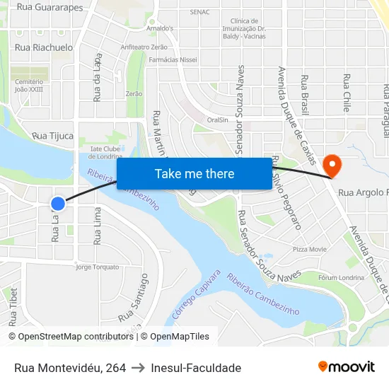 Rua Montevidéu, 264 to Inesul-Faculdade map