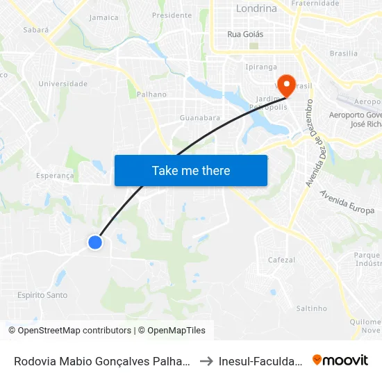 Rodovia Mabio Gonçalves Palhano to Inesul-Faculdade map