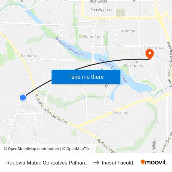 Rodovia Mabio Gonçalves Palhano, 300 to Inesul-Faculdade map