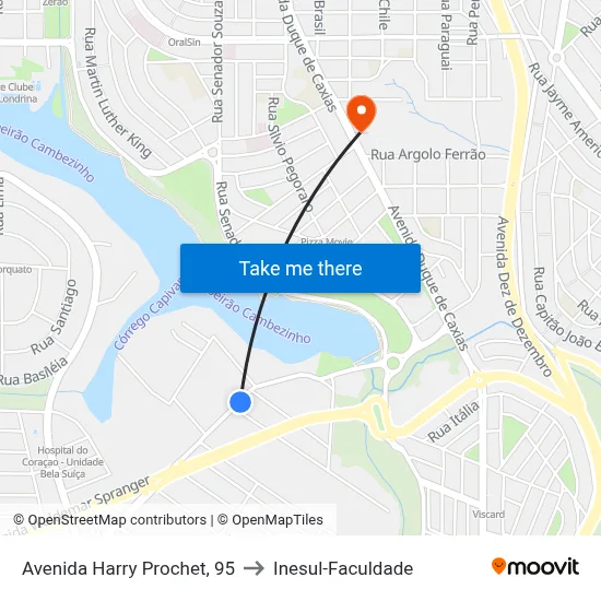 Avenida Harry Prochet, 95 to Inesul-Faculdade map