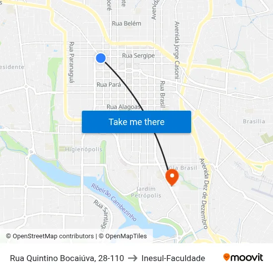 Rua Quintino Bocaiúva, 28-110 to Inesul-Faculdade map