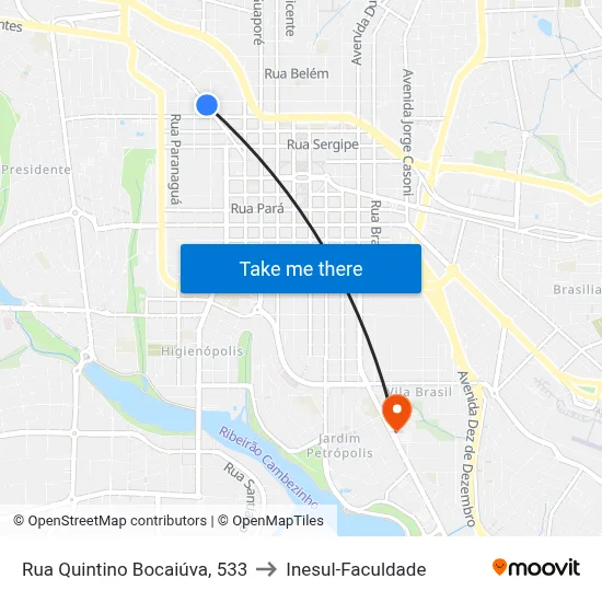 Rua Quintino Bocaiúva, 533 to Inesul-Faculdade map