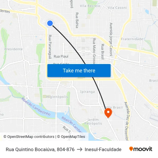 Rua Quintino Bocaiúva, 804-876 to Inesul-Faculdade map