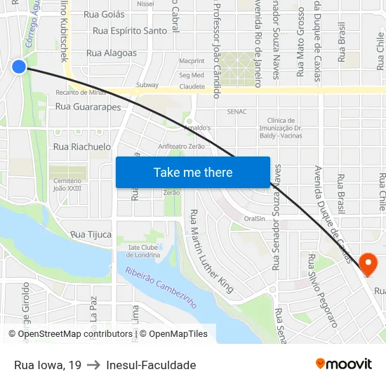 Rua Iowa, 19 to Inesul-Faculdade map