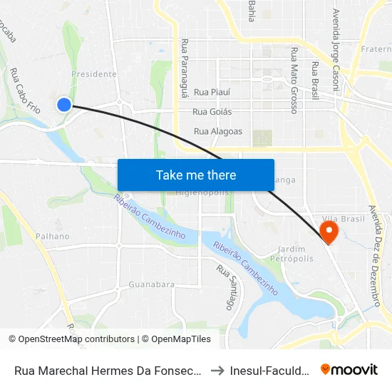 Rua Marechal Hermes Da Fonseca, 19 to Inesul-Faculdade map