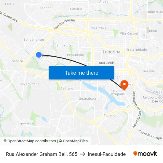 Rua Alexander Graham Bell, 565 to Inesul-Faculdade map