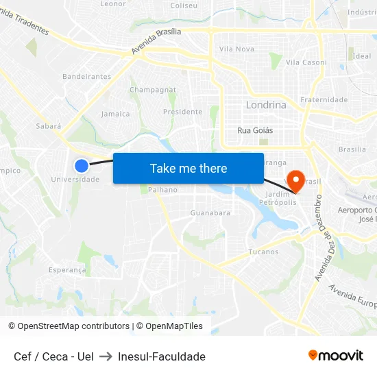 Cef / Ceca - Uel to Inesul-Faculdade map