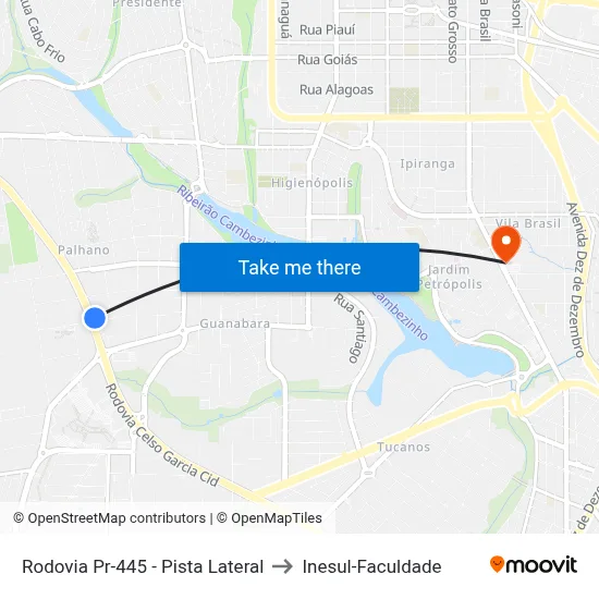 Rodovia Pr-445 - Pista Lateral to Inesul-Faculdade map