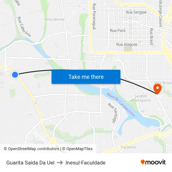 Guarita Saída Da Uel to Inesul-Faculdade map