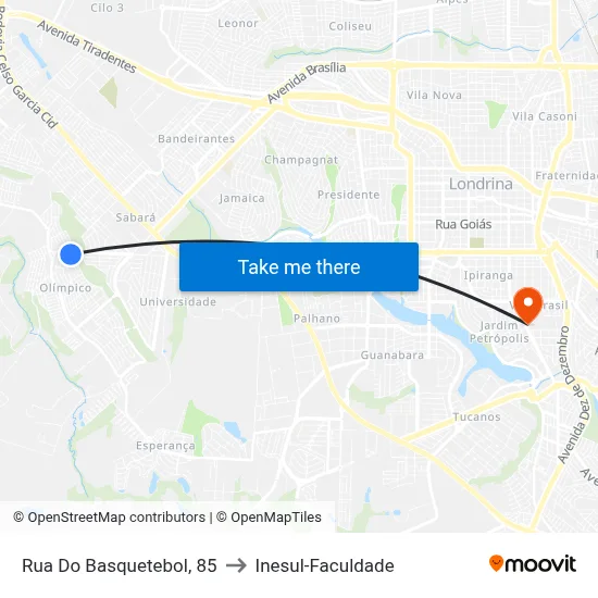 Rua Do Basquetebol, 85 to Inesul-Faculdade map