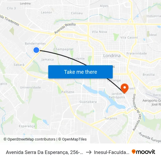 Avenida Serra Da Esperança, 256-378 to Inesul-Faculdade map