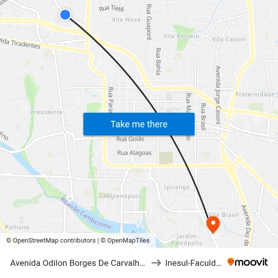 Avenida Odilon Borges De Carvalho, 415 to Inesul-Faculdade map