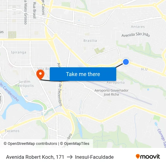 Avenida Robert Koch, 171 to Inesul-Faculdade map