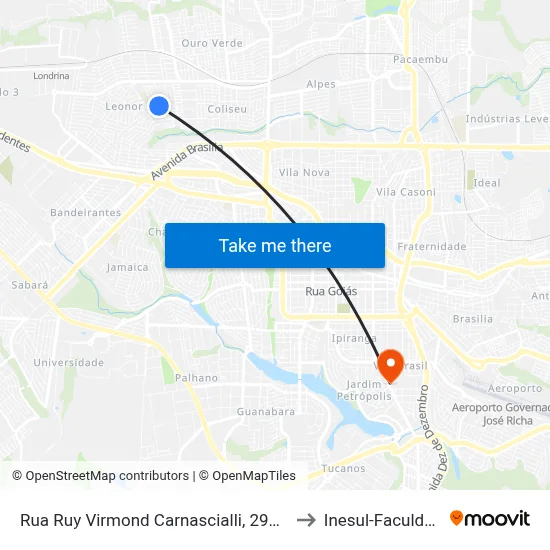 Rua Ruy Virmond Carnascialli, 294-474 to Inesul-Faculdade map