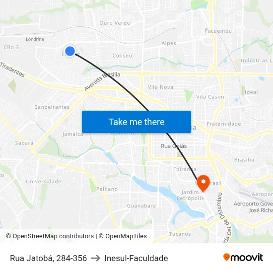 Rua Jatobá, 284-356 to Inesul-Faculdade map