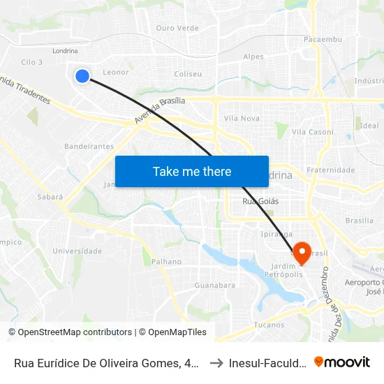 Rua Eurídice De Oliveira Gomes, 462-592 to Inesul-Faculdade map