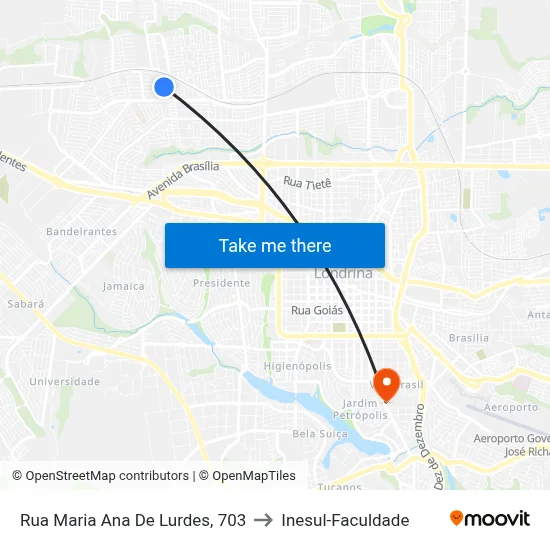 Rua Maria Ana De Lurdes, 703 to Inesul-Faculdade map