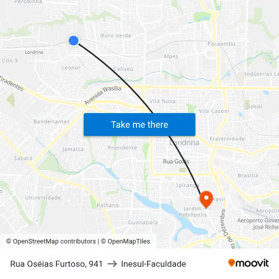 Rua Oséias Furtoso, 941 to Inesul-Faculdade map