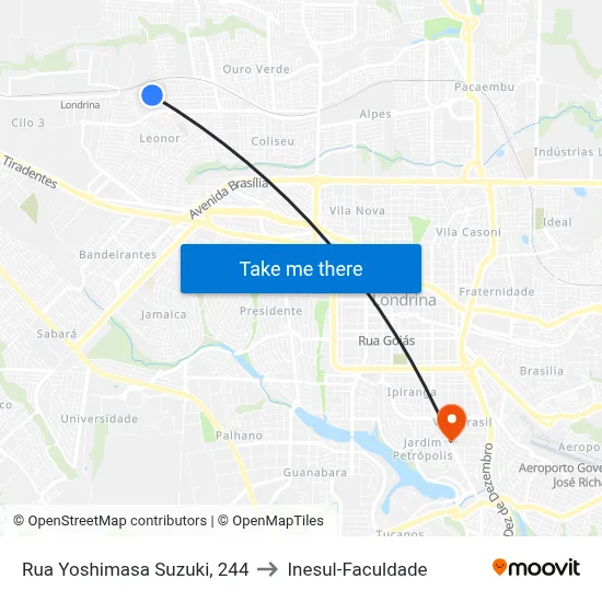 Rua Yoshimasa Suzuki, 244 to Inesul-Faculdade map