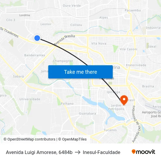Avenida Luigi Amorese, 6484b to Inesul-Faculdade map