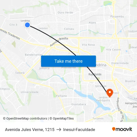 Avenida Jules Verne, 1215 to Inesul-Faculdade map
