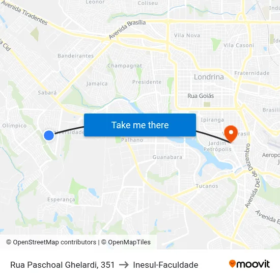 Rua Paschoal Ghelardi, 351 to Inesul-Faculdade map